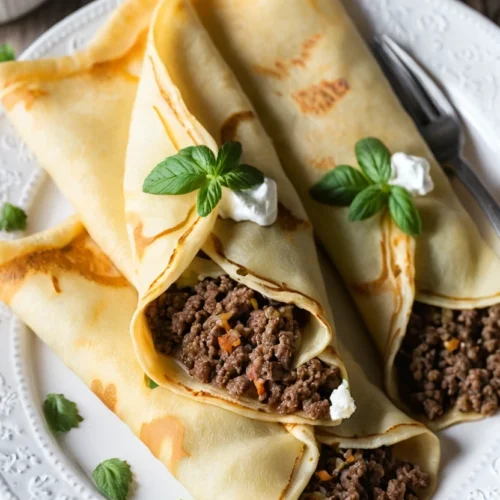 Savory Ground Beef Crepes