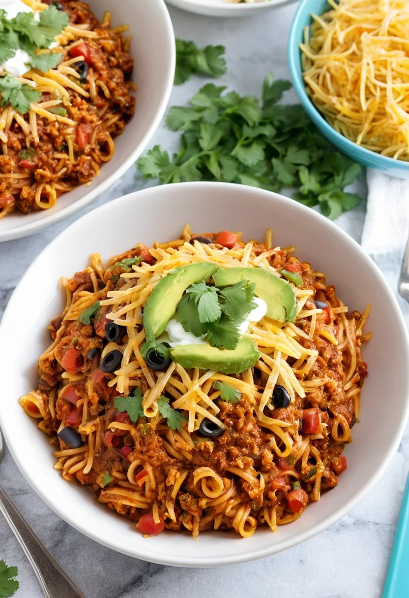 Crockpot Taco Spaghetti