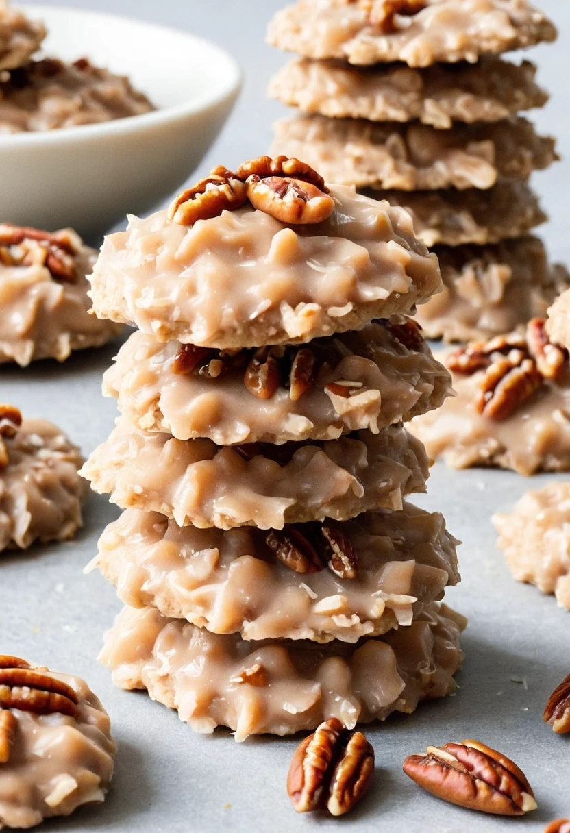 No-Bake Coconut Pecan Praline Cookies