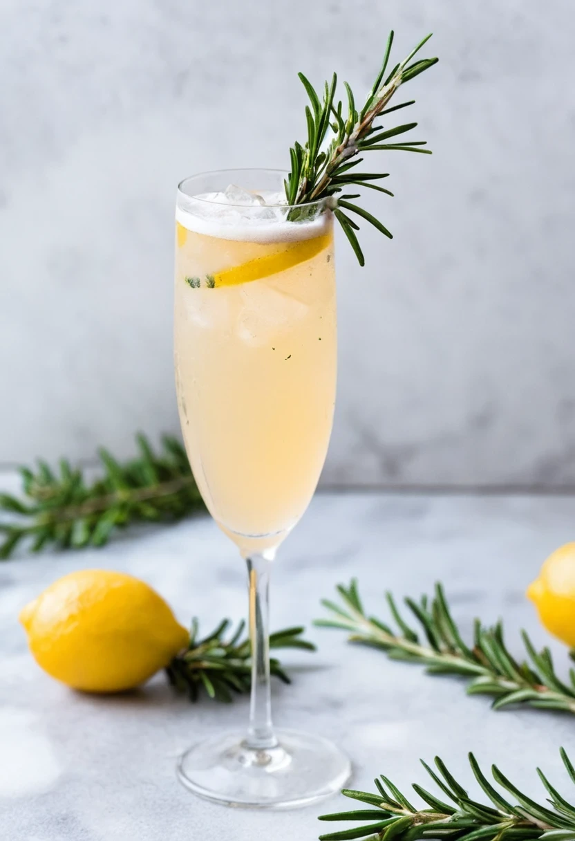 Rosemary Grapefruit Gin Fizz Cocktail