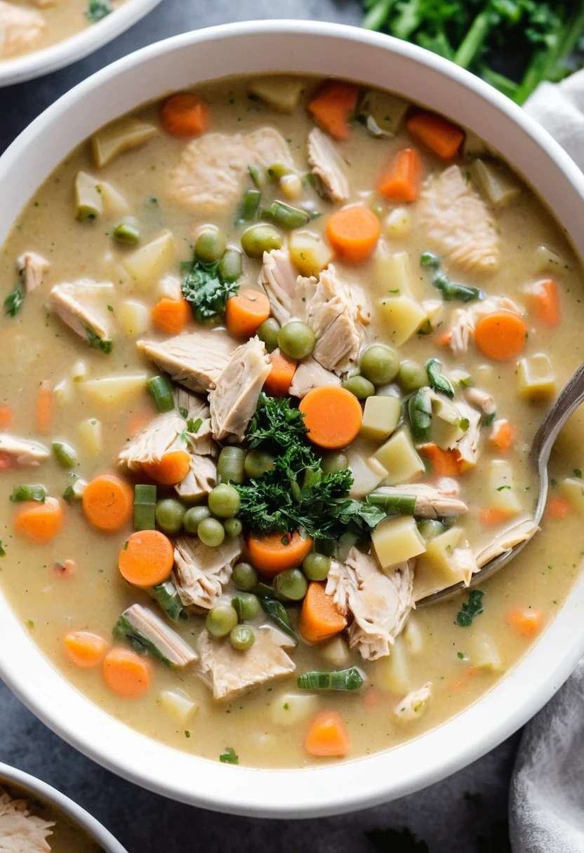 Cozy Healthy Chicken Pot Pie Soup